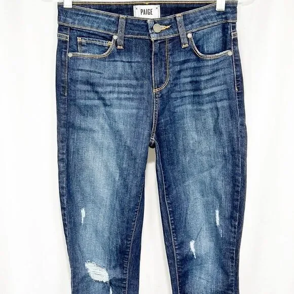 NWOT PAIGE “Hoxton Ankle” Heidi Deconstructed Jeans size 27